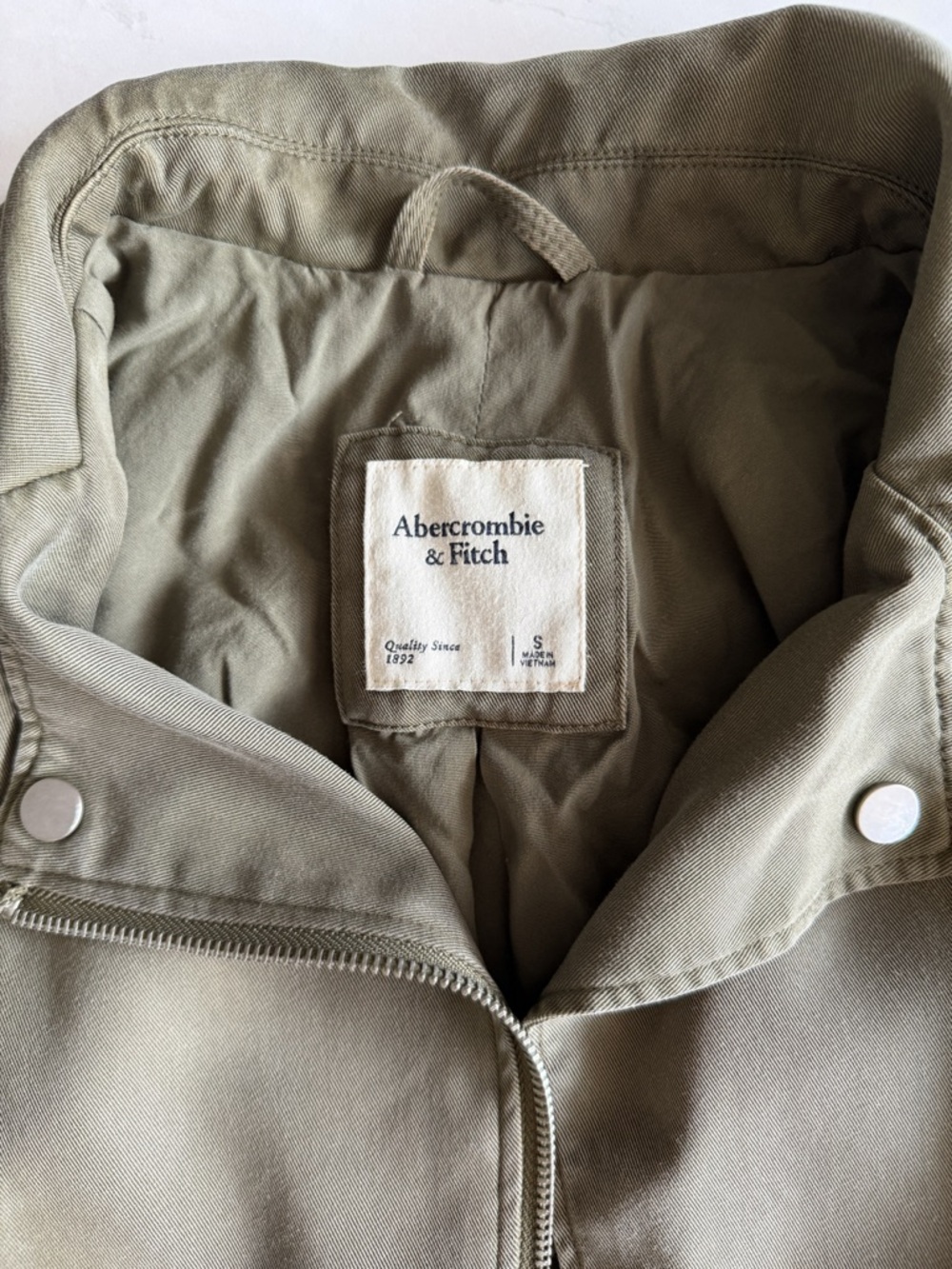 Abercrombie Soft Moto Jacket Olive Green Gray Cropped Lightweight S - Picture 9 of 12